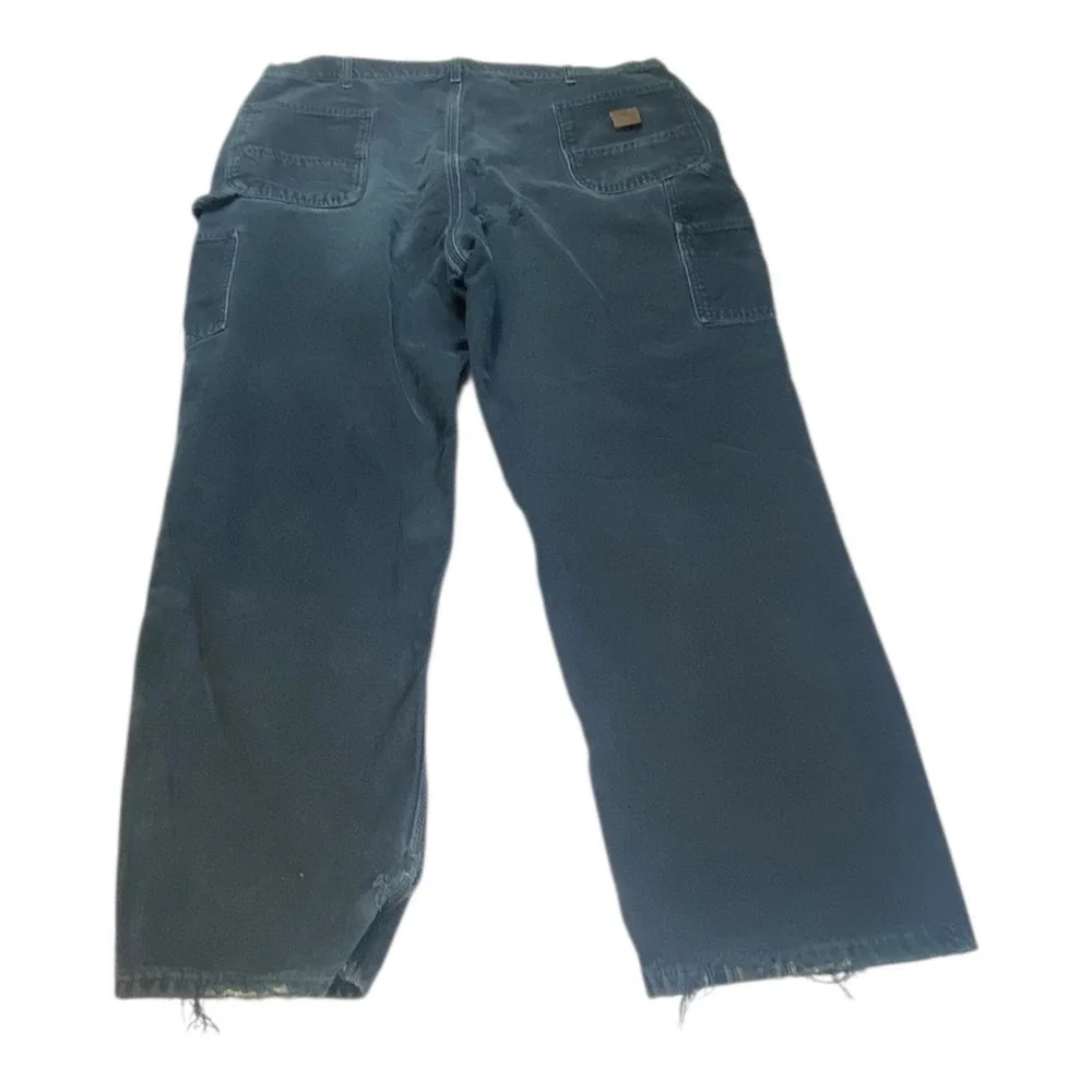 Carhartt Men‎ Size 44 x 32 Pants Black Duck Canvas Jeans Flannel Lined Straight
